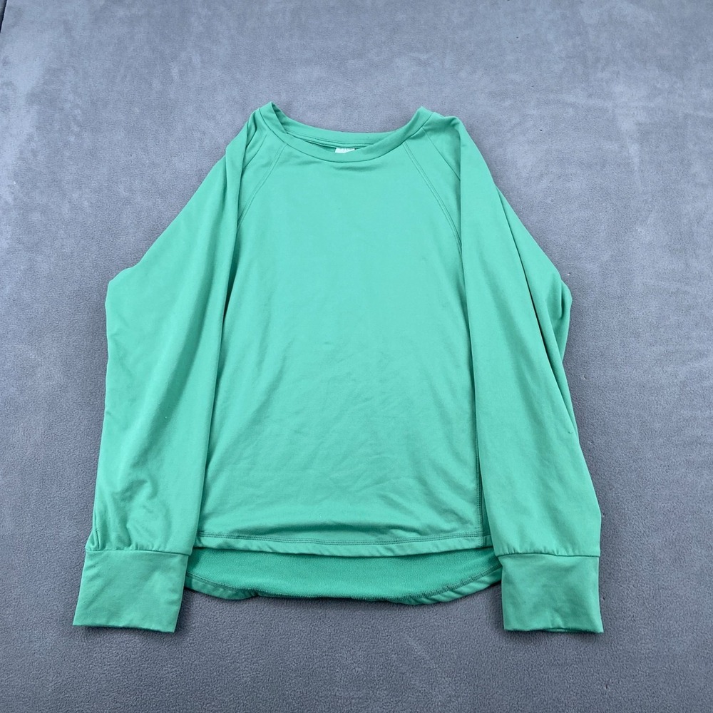 Member's Mark Shirt Womens 2XL Green Fleece Lined Curved Hem‎ Long Sleeve Tee